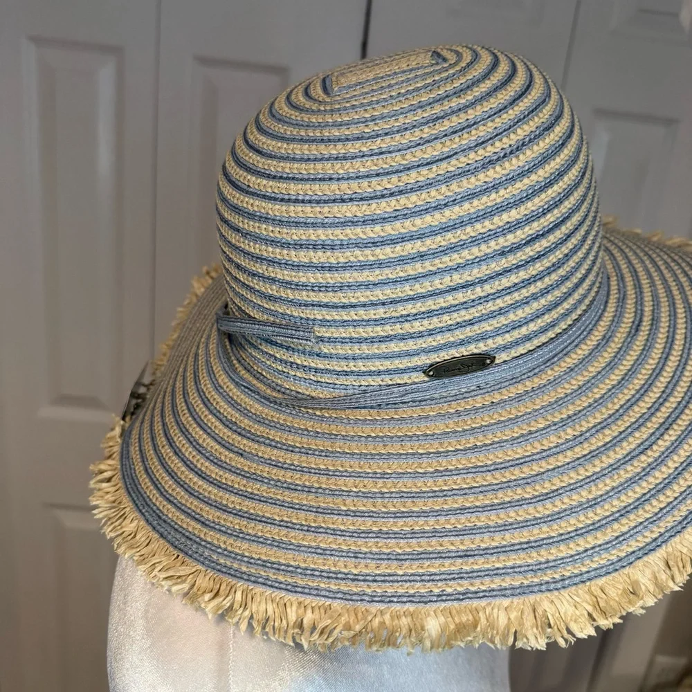 Panama Jack, NWT Blue and Tan Striped Sun Hat